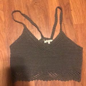 Green , knitted crop top size M/L